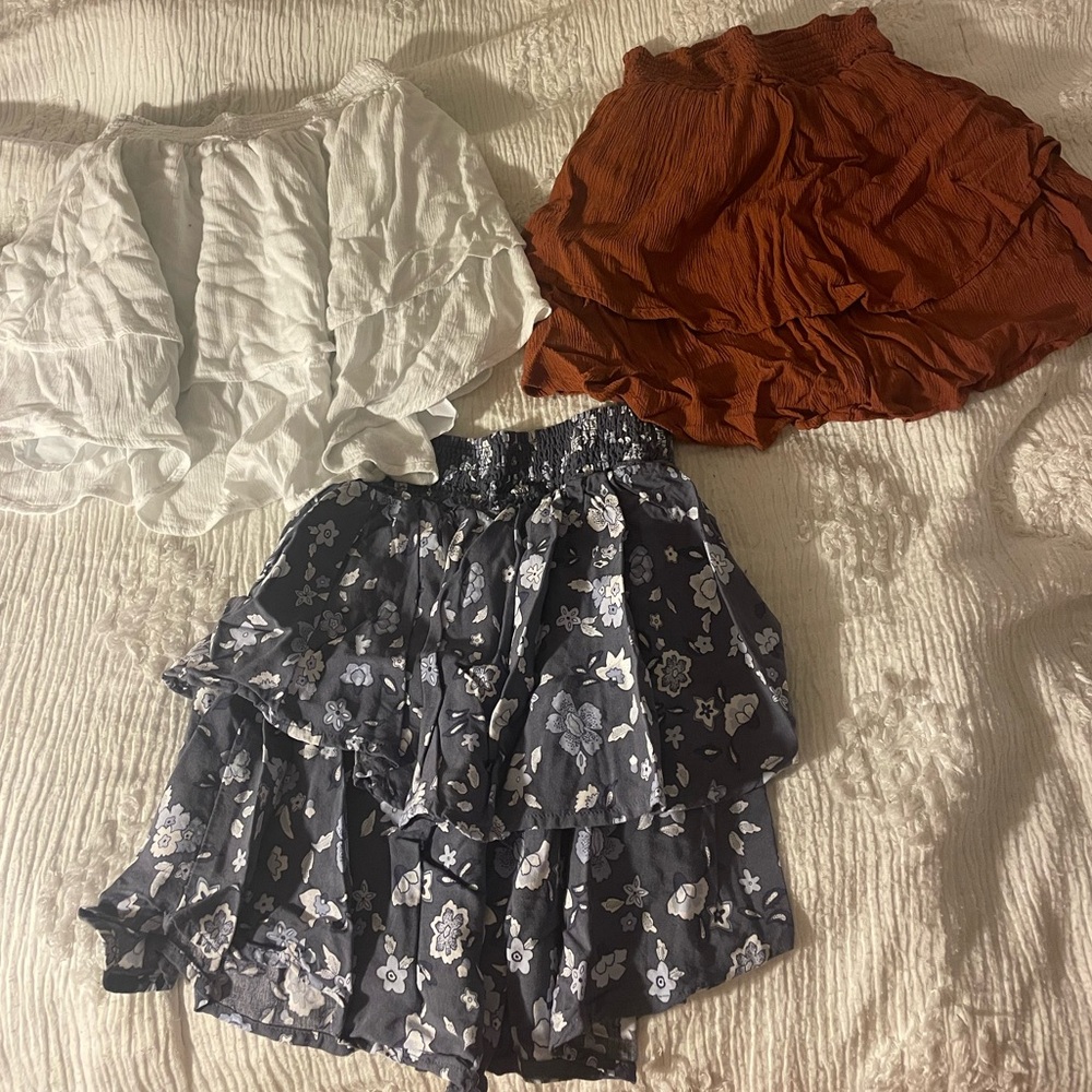 Holister flowy skirts (white is size xs and brown and blue are xxs)